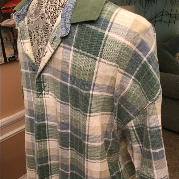 GREEN/BLUE/TAN CHECKED POLO SHIRT 🌟 - Picture 2 of 3